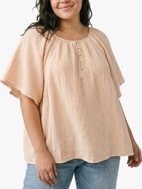 Old Navy Cream Flutter Sleeve Boho Peasant Top Women’s Plus Size 4X